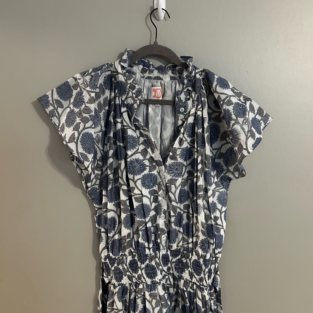 Victoria Dunn Blue and White Floral Midi Dress - never worn